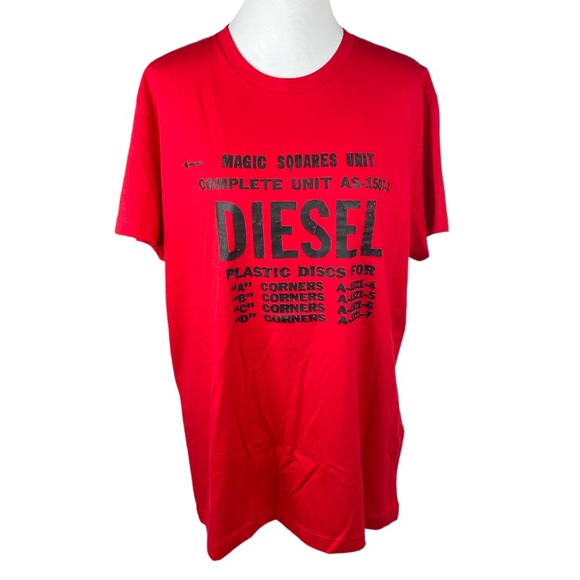 Diesel Magic Squares Unit T Shirt Red Size XXL - Picture 9 of 9